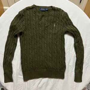 Hunter Green cable knit Polo sweater
